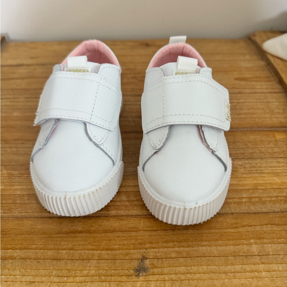 Toddler White Keds. Sneakers worn once. Like new. Size 7T.